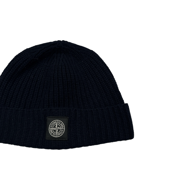 Stone Island 2021 Navy Wool Knit Ribbed Beanie