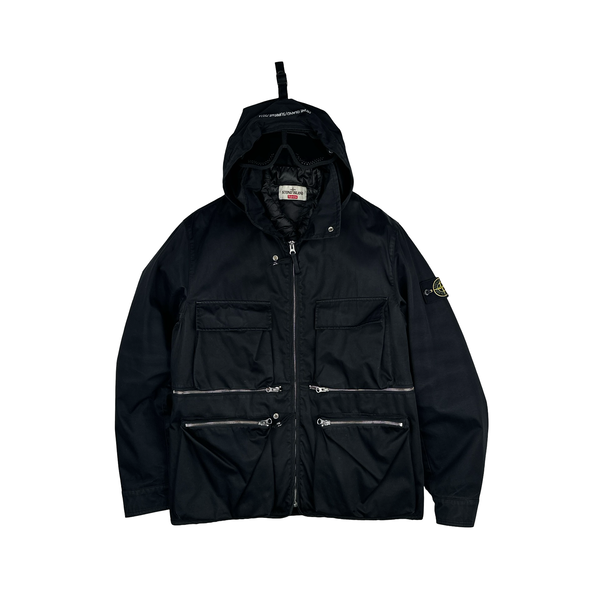 Stone Island Black Helicopter Raso Gommato Jacket - Small