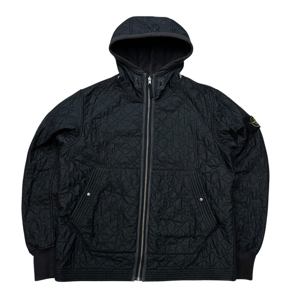 Stone Island Navy Reversible Nylon / Cotton Hooded Jacket - Large