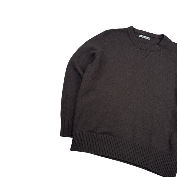Stone Island 2010 Brown Wool Blend Knit Crewneck Jumper - XXL