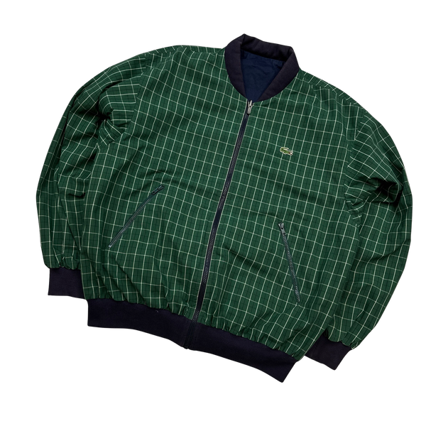 Lacoste Green Checked Reversible Bomber Jacket - 3XL