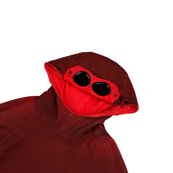 CP Company Red P.Ri.S.M Garment Dyed Goggle Hoodie - Small