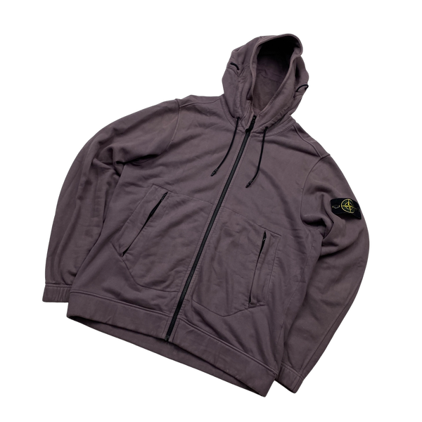 Stone Island Thick Dusty Rose Cotton Zipped Hoodie - Large