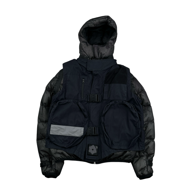 Plurimus Navy 3 In 1 Fur Hood Parka Vest Jacket - Medium
