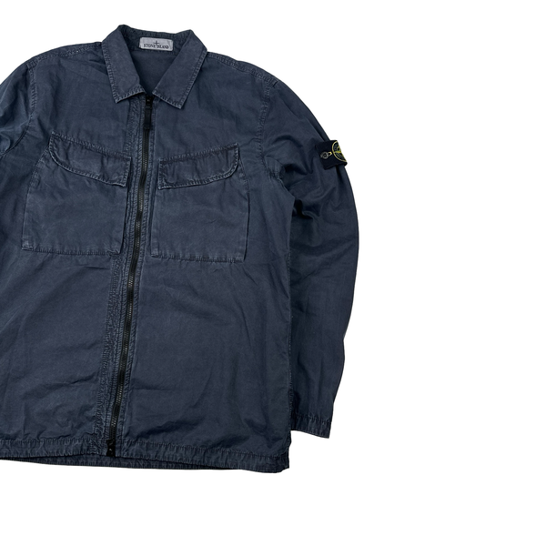 Stone Island 2022 Navy Cotton Zipped Overshirt - Large