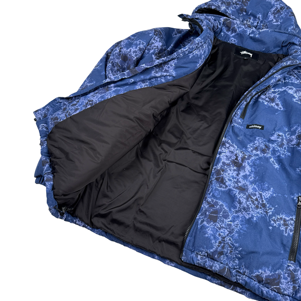 Stussy Blue Floral Print Primaloft Puffer Jacket - Large