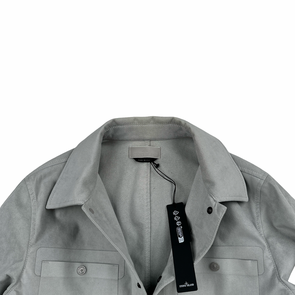 Stone Island 2025 Grey Alcantara Suede Ghost Piece Overshirt Jacket - Medium