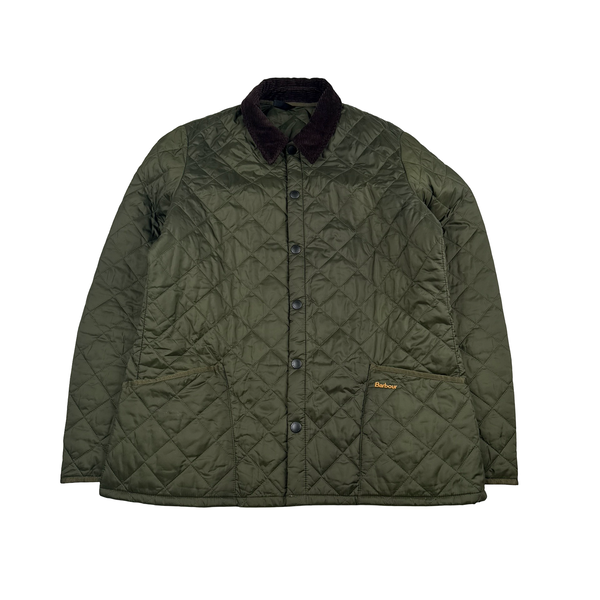 Barbour Green Quilted Front Pocket Buttoned Jacket - XL