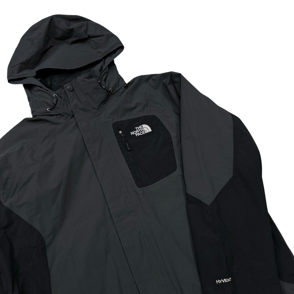 North Face Grey/Black Colour block HyVent Rain Jacket - Large