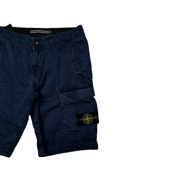 Stone Island SL Navy Cotton Cargo Shorts - 32"