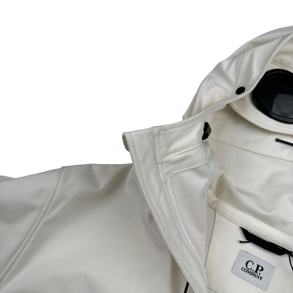 CP Company White Soft Shell R Goggle Hooded Zipped Jacket - XS