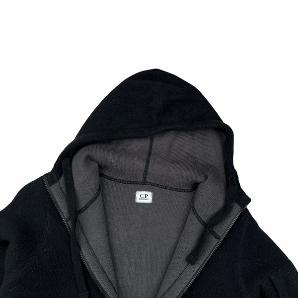CP Company Black Lens Viewer Wool Blend Zipped Hoodie - Small