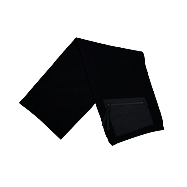 Ma Strum Black Wool Nylon Pocket Scarf