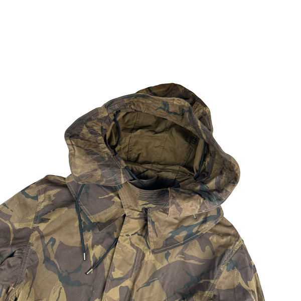 Ten C Lightweight Brown Camo Long Hooded Parka Jacket - Large