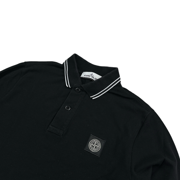 Stone Island 2021 Black Longsleeve Polo Shirt - Small