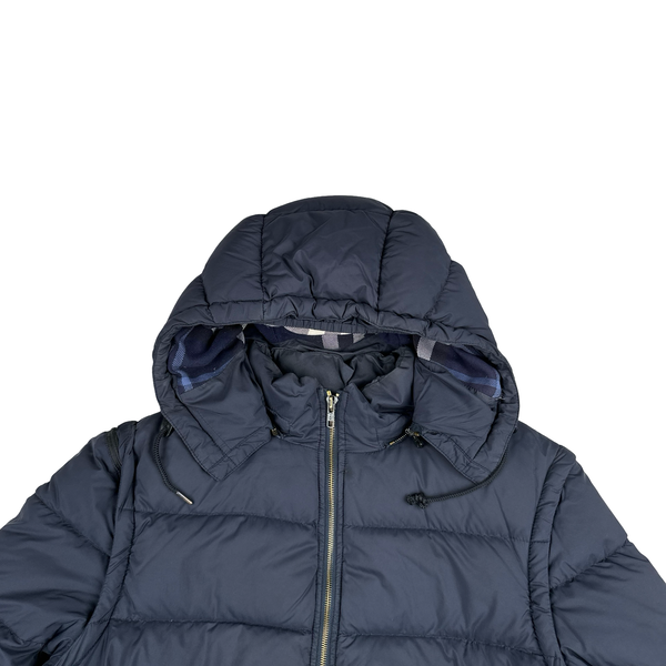 Burberry Navy Nova Check Lined Hooded Jacket - Medium