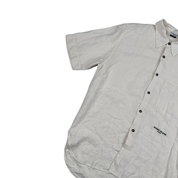 Stone Island Italy Linen Spellout Buttoned Shirt - Medium