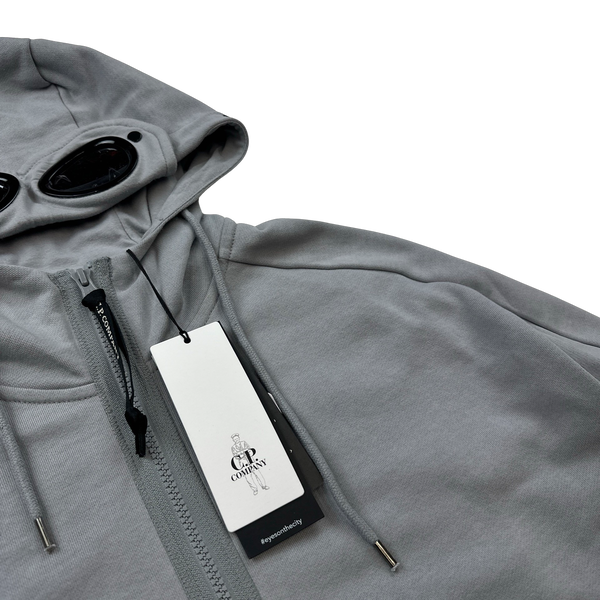 CP Company Grey Cotton Goggle Hoodie - Medium