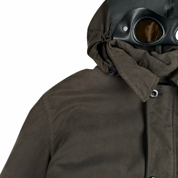 Cp Company Archive 2002 Brown Vulcanised Rubber Hood Lined Goggle Jacket - XXL