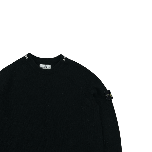 Stone Island 2020 Black Lambs Wool Crewneck Knitted Jumper - Large