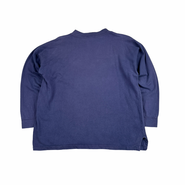 Stone Island 90s Navy Spellout Vintage Pullover - Large