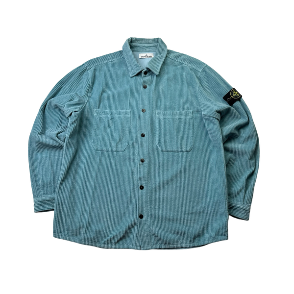 Stone Island 2023 Baby Blue Corduroy Button Up Shirt XXL
