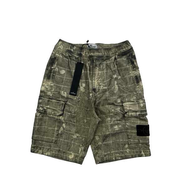 Stone Island 2020 Dust Treatment Laser Patch Camo Cargo Shorts - 28"