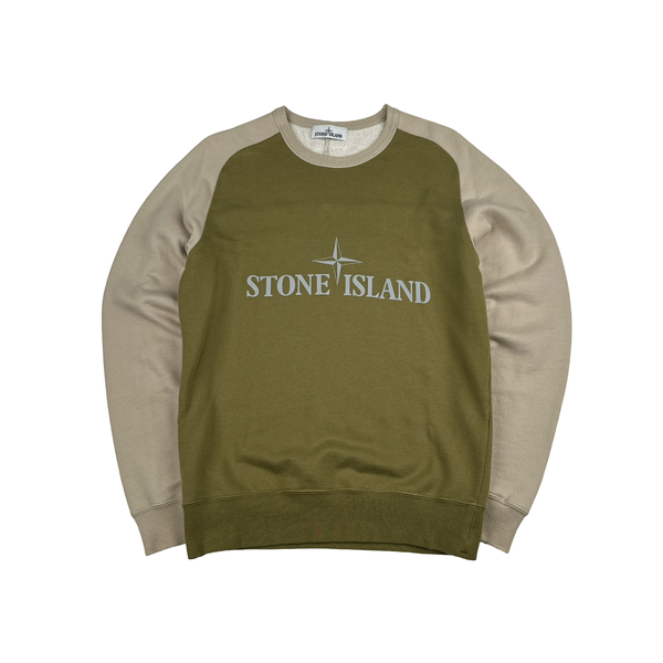 Stone Island 2015 Reflective Spellout Navy/Purple Cotton Crewneck - Medium