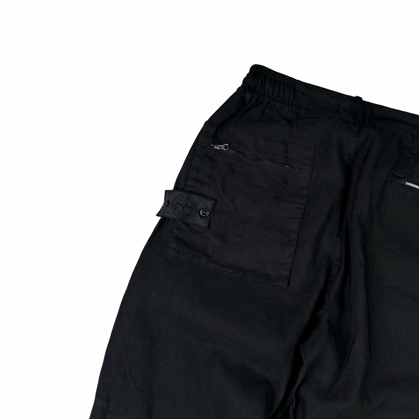 Stone Island Shadow Project Black Linen Trousers - Medium