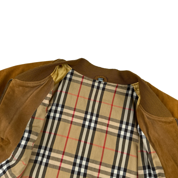 Burberry Suede Nova Check Lining Harrington Bomber Jacket - 3XL