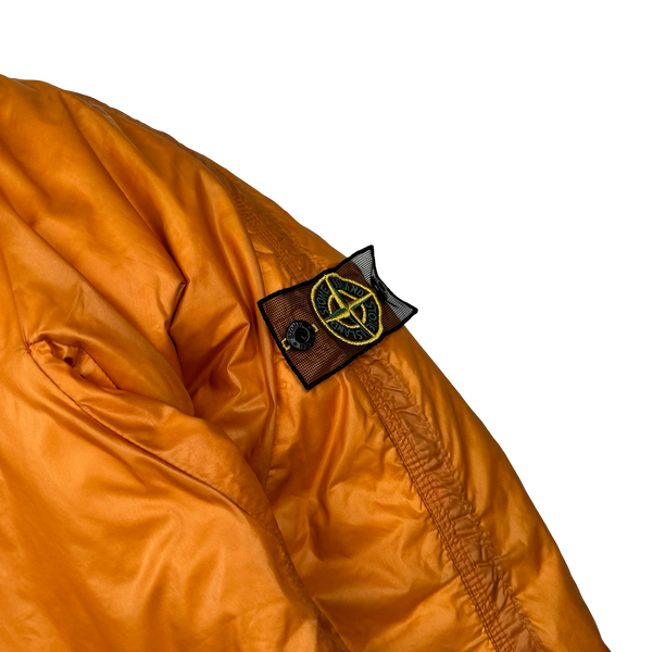 Stone Island 2007 Orange Mesh Badge Down Puffer Jacket - Small