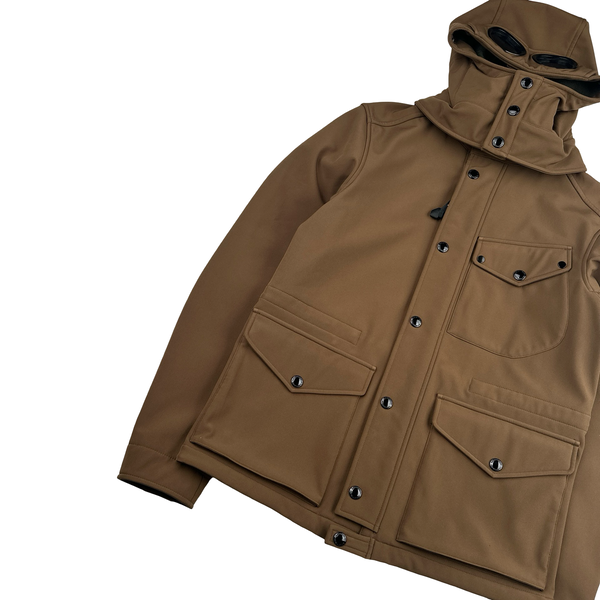 CP Company Brown Goggle Soft Shell Field Jacket - Small
