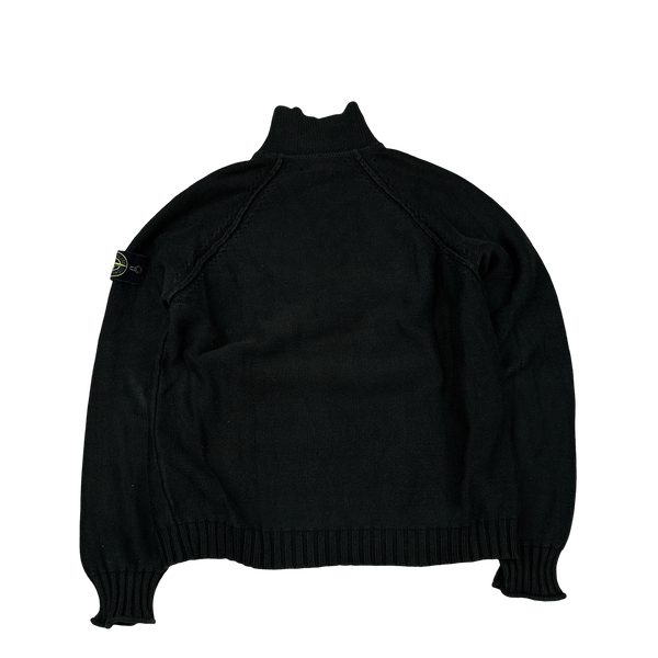 Stone Island 2004 Charcoal Cotton Quarter Zip Neck Pullover - XL