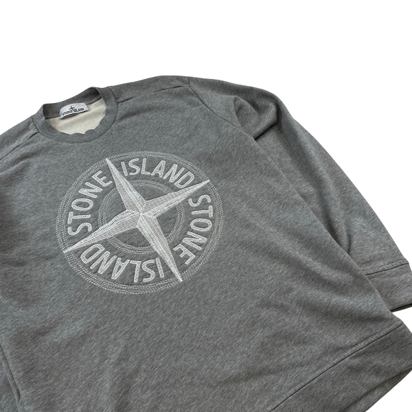 Stone Island 2023 Grey Embroidered Compass Jumper - Medium