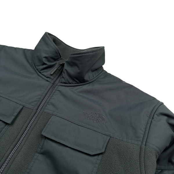 North Face Grey Teddy Fleece Lined Zipped Jacket- Large