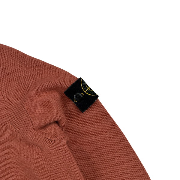 Stone Island 2020 Salmon Orange Lambs Wool Crewneck Knitted Jumper - Medium