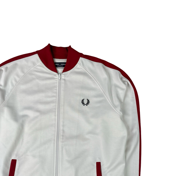 Fred Perry Red/White Zipped Tracksuit Jacket - Large