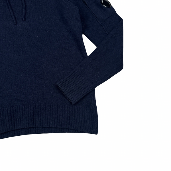 CP Company Navy Lens Viewer Wool Pullover Hoodie  - Small