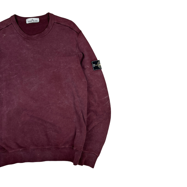 Stone Island 2018 Maroon Frost Crewneck Sweatshirt - Large