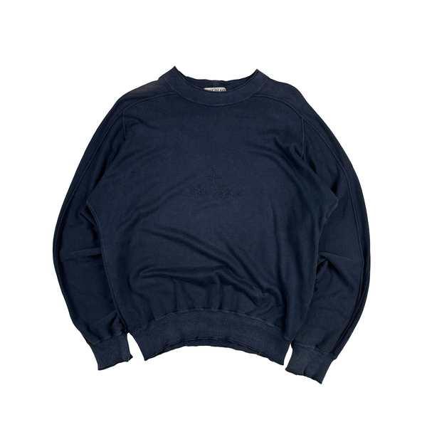 Stone Island 1985 Vintage Spellout Script Pullover Sweatshirt - Large