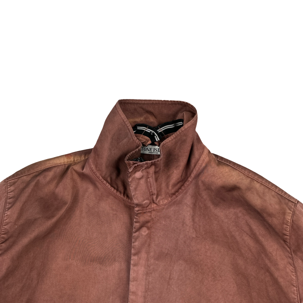 Stone Island 2006 Burgundy Cotton Blend Zipped Multi Pocket Jacket - XXL