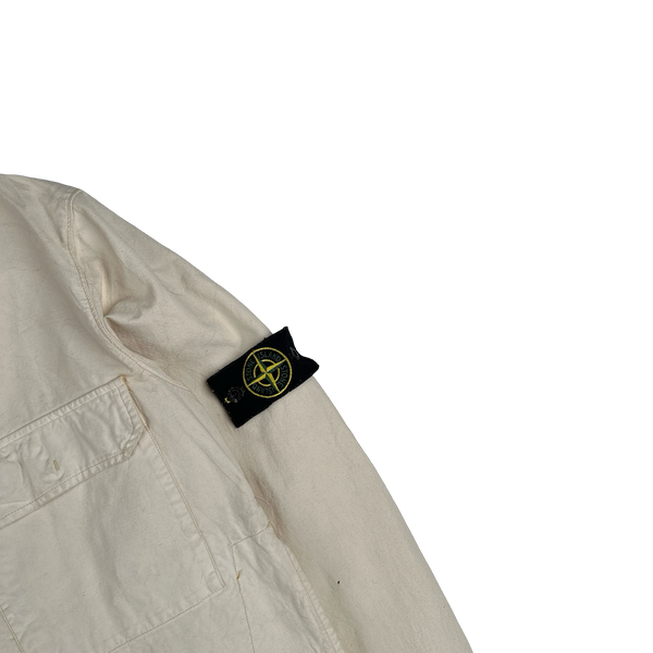 Stone Island 2006 Cream Cotton Reflective Overshirt - Large