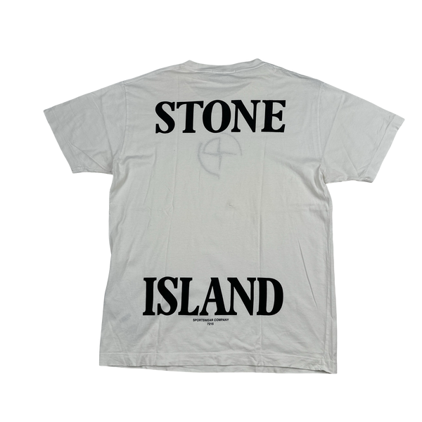 Stone Island 2020 White Graphic Spellout White T Shirt - Large