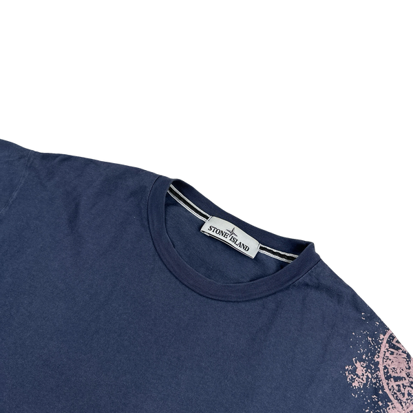 Stone Island 2017 Navy Arm Compass Graphic Logo T Shirt - Medium