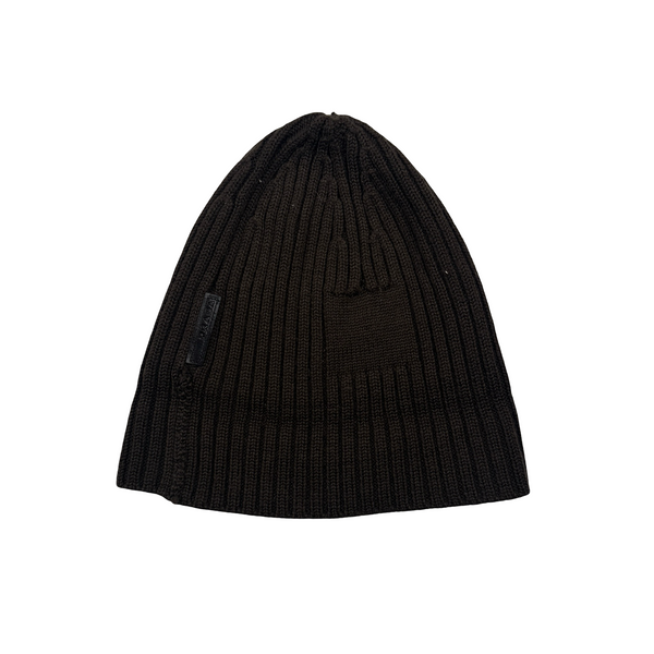 Prada Brown Tab Wool Spellout Beanie