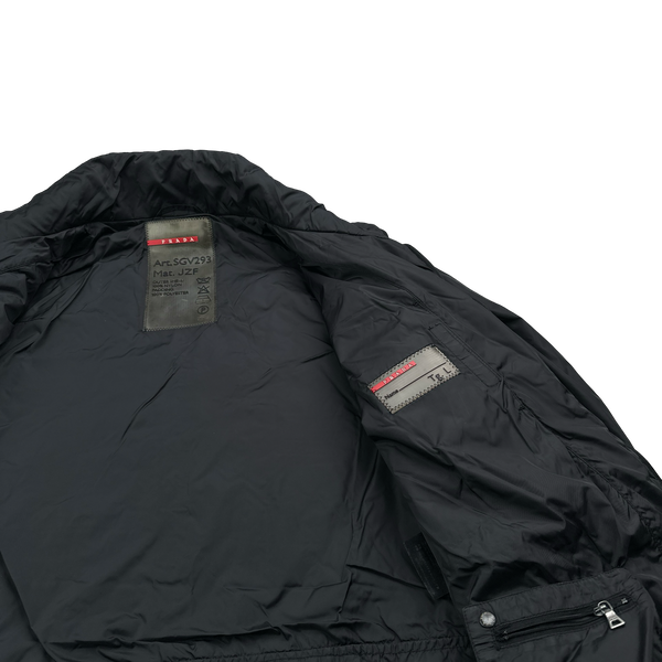 Prada Black Nylon Red Tab Padded Jacket - Large