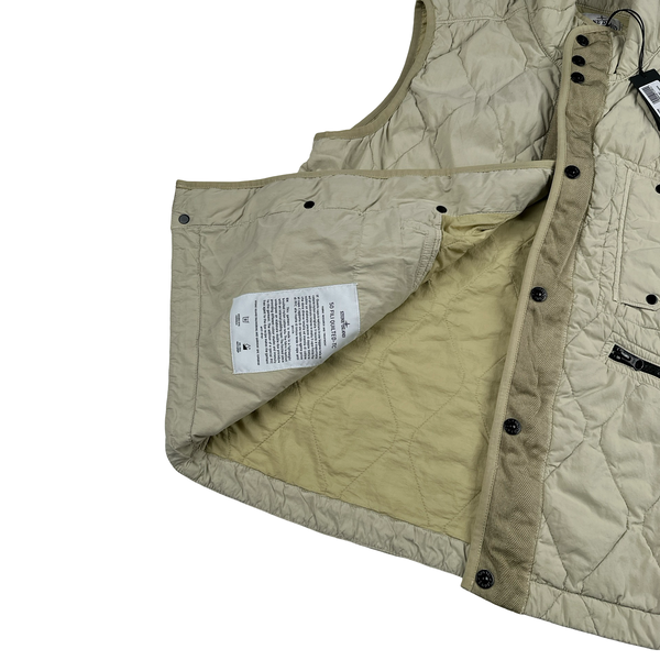 Stone Island 2024 Beige 50 Fili Quilted TC Multi Pocket Gilet - Large
