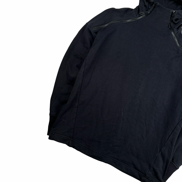 CP Company Black Pullover Zipped Chest Lens View Hoodie - Large