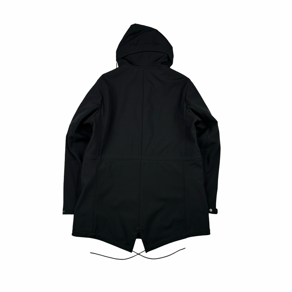 CP Company Black Fleece Lined Long Soft Shell Lens View Jacket - XL