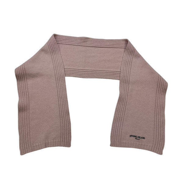 Stone Island Ribbed Cotton Pink Spellout Scarf